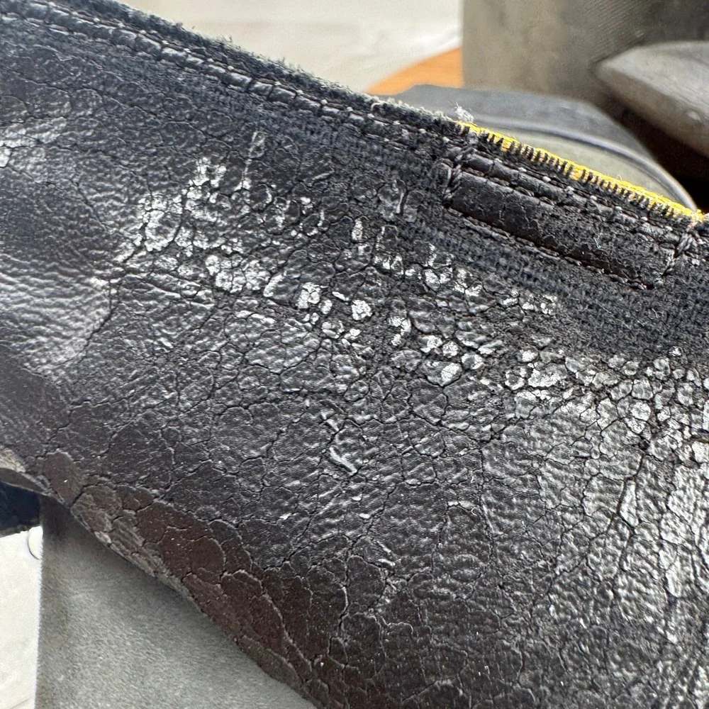 Unbranded Leather Platform Wedge Boots Size 36 5.5 6 Gray Steampunk Edgy Whimsy
